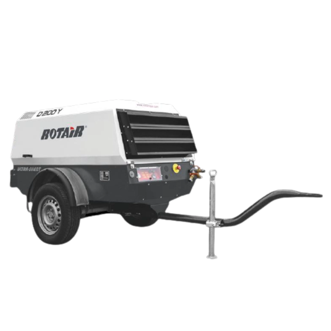 Motocompresor ROTAIR D200 Y 5650l/min 7bar motor YANMAR cu bara tractare fixa doar pentru santier